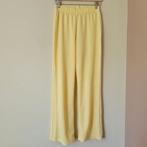 Vintage 90s Butter Yellow Striped Wide Leg Track Pants Streetwear Size Small